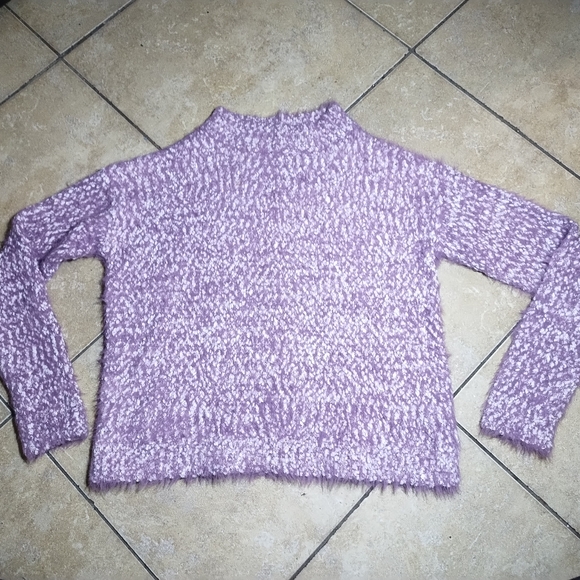 Purple Super Soft Fuzzy Knit Mock Neck Cropped Sweater Top Size XS - Picture 1 of 10